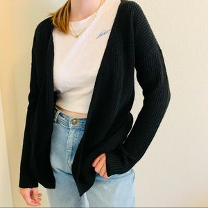 Black cardigan long sleeve knit detail back